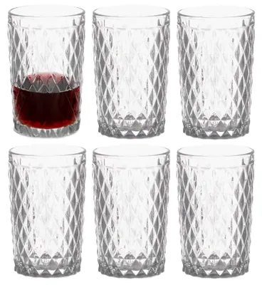 Produktbild von Vivalto Trinkglaser/Wasserglaser Diamanten - Glas - 6x - 370 ml