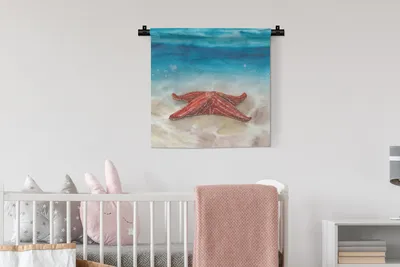 Produktbild von MuchoWow® Wandteppich Wandbehang Seestern - Aquarell - Meer 60x60 cm Tapisserie Dekoration Wandtuch - Dekorationen - Wand Decke