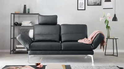 Produktbild von KAWOLA Sofa HURRICANE 2-Sitzer Leder schwarz