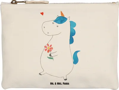 Produktbild von Mr. & Mrs. Panda Federtasche Einhorn Spaziergang Größe M - Weiß - Geschenk, Freundin, kosmetiktäschchen, Unicorn, Kosmetiktasche, Kosmetikbeutel, Federmappe, Mutter