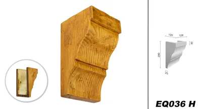 Produktbild von DECO WOOD Balkenkonsole rustikal aus Polyurethane, Dekokonsole, PolyurethanKonsole Holzoptik (hellbraun - 12x20cm) Rohrabdeckung Dekorkonsole Holzimitat