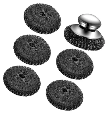 Produktbild von Robuster Schrubber aus Stahlwolle mit Griff für die gründliche Reinigung in der Küche