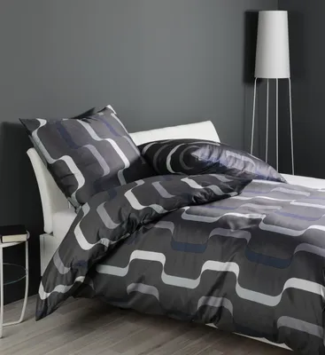 Produktbild von Janine Design Mako-Satin-Bettwäsche-Garnitur J. D. 87107 Farbe anthrazit blau Größe 135x200+80x80