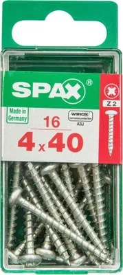 Produktbild von SPAX 4231010400401, Schraube, Stahl, Zink, Holz, Flachkopfschraube, Pozidriv, Silber