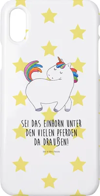 Produktbild von Mr. & Mrs. Panda Iphone 10 Handyhülle Einhorn Stolzieren - Weiß - Geschenk, Freundin, Cover, X, Reiten, Hülle, Einhörner, Pferd, Unicorn, Handy