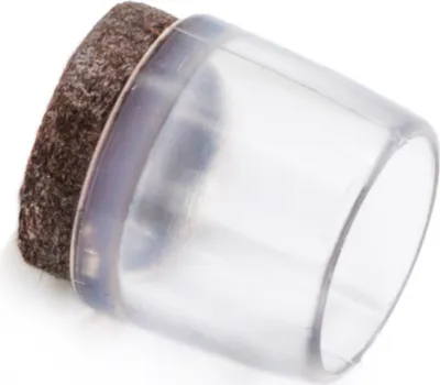 Produktbild von Adsamm® | Adsamm® / 16 x Stuhlbeinkappen mit Filz / Ø 16 mm / für runde Rohre Ø 15 - 16 mm / Transparent / rund / Filz-Möbelgleiter für Stahlrohrstühle