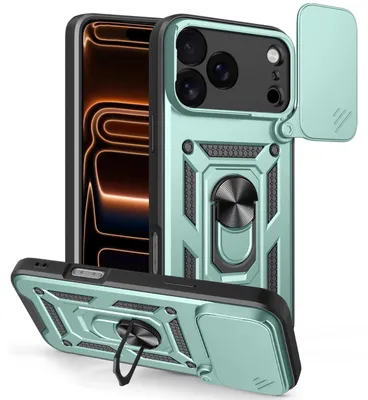Produktbild von Hülle für iPhone 17 Pro Max Magnetische Ring Ständer Halter Dia Kameraschutz TPU Bumper Silikon Schutzhülle Grün