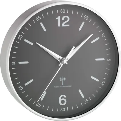 Produktbild von TFA Dostmann Funk-Wanduhr mit Aluminium-Rahmen, Küchenuhr, 60.3503.10, Grau