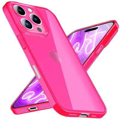 Immagine prodotto di Custodia in silicone NALIA Neon per iPhone 16 Pro – Colore vivace e protezione per l'obiettivo – VIBE (custodia trasparente) – Marchio di Berlino – Rosa
