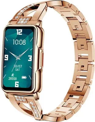 Produktbild von Frauen Smartwatch Gold mit Blutdruckmessung, WhatsApp-Benachrichtigungen, Herzfrequenz, Schritte, Schlaf und Kalorienüberwachung