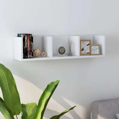 Obrázek produktu pro Maison Exclusive – nástěnná police na CD, bílá, 75 x 18 x 18 cm, dřevěný materiál