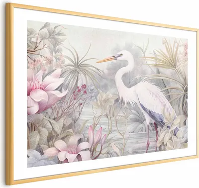 Produktbild von Posterpapier Poster - Heron Wading in a Pond - illustration in light colors 60x40 cm Tiere g-C-10155-ao-a
