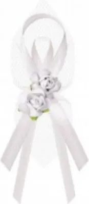 Produktbild von Ordensband Hochzeit mit Rosen 11cm/6St. weiß