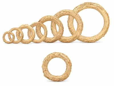 Strohkranz natur, beige, Ø 15 cm, H 2.5 cm – Produktfoto auf weißem Hintergrund