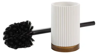 Image de Brosse WC Diamètre 9,1 x 38,5 cm Niagara Blanc - Polyrésine et Acacia