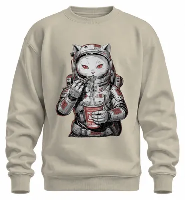 Zdjęcie produktu dla Bluza z kapturem lub sweter z motywem astronauty, ramen, makaronu, Japonii, stylu Y2K, kosmosu. Naturalne barwy, rozmiar XXL