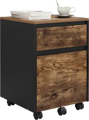 Produktbild von WOLTU Rollcontainer, Aktenschrank mit 2 Schubladen, Druckerschrank, 40x56x40cm : Vintage-Holzoptik Farbe: Vintage-Holzoptik