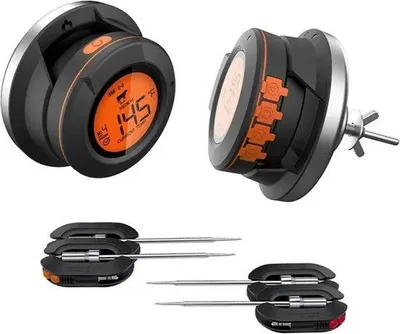 Productafbeelding van Digitale grillthermometer - 4 temperatuurmeters - App-bediening - Bluetooth - Perfect voor vlees, vis en gevogelte - inclusief hitteschild - geschikt voor grillen, barbecueën en uitstapjes