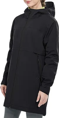 Produktbild von GOPLUS Regenjacke Regenmantel für Damen, wasserdicht aus Nylon mit Kordelzug & Reißverschluss, atmungsaktiver Mantel zum Wander Outdoor Schwarz M