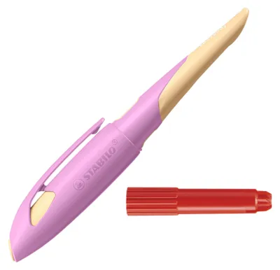 Produktbild von STABILO Ergonomischer Schulfüller EASYbirdy Pastel Edition - Einzelstift im Design softpink/apricot - Rechtshänder:innen - Anfängerfeder (A) - mit Einstellwerkzeug