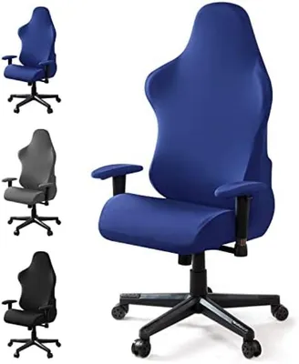 Produktbild von PromoHome® Elastische Gaming-Stuhlhülle – Atmungsaktive Schutzhülle für Büro- und Computerstühle, Blau, 30x64x88 cm