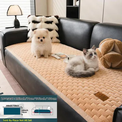 Produktbild von 1 Stück Flanell Sofabezug,rutschfest waschbar Haustierschutz，Heimdekoration,2 Sitzer L-förmige Wohnzimmer-Sofaauflage,Größe(70x150cm),khaki