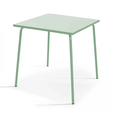 Produktbild von Quadratischer Gartentisch aus Metall Salbeigrün - Oviala Palavas