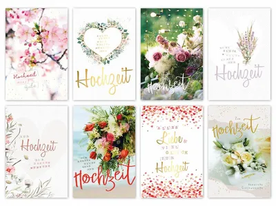Produktbild von Glückwunschkarten Zur Hochzeit 100 Stück 8 Motive