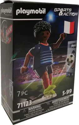 Produktbild von PLAYMOBIL 71123 Sports & Action Fußballspieler 7,5 cm Frankreich A Trikot Torwand Kickfunktion Fußball Rasensport Ball Spieleset