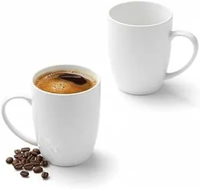 Image de Tasses Wilmax 460 ml en porcelaine blanche, lot de 2 WL-993018/A2