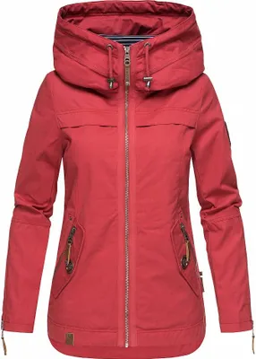 Produktbild von Navahoo Damen Jacke Frühling Herbst Übergangsjacke Print Parka Mantel Kapuze Wekoo Rot Gr: 36 -S