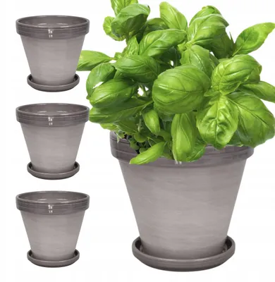 Produktbild von Cermax Keramik-Blumentopf mit Untersetzer, Grau