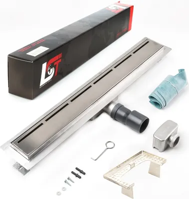 Produktbild von Duschrinne Linien 600x70mm Ablaufrinne Duschrost mit Edelstahl Siphon Haarsieb