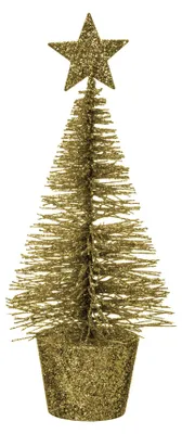 Produktbild von Goldener Metall-Tannenbaum Dekofigur 14 cm mit Glitzer - Einheitsgröße