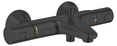 Thermostatische Badmengkraan, Wandmontage, matt schwarz, EcoButton