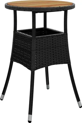 Obrázok produktu pre vidaXL Záhradný stôl Ø60x75 cm Akáciové drevo a polyratan čierny