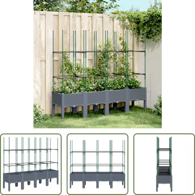 Immagine prodotto di The Living Store Fioriera con traliccio Grigio 160x40x142,5 cm PP