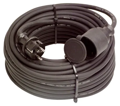 Obrázek produktu pro AS Schwabe Rubber extension cable for the construction site, black, 10 m, Vnitřní/venkovní, Přímý, IP44, Odolné vůči kapkám, Guma