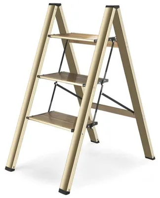 Produktbild von 3-stufiger Klapphocker, breite rutschfeste Trittflächen, leicht, tragbar für Zuhause & Küche, bis 150 kg