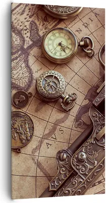 Produktbild von Bild auf Leinwand - Leinwandbild - Einteilig - Kartographie Vintage Kompass - 65x120cm - Wand Bild - Wanddeko - Wandbilder - Leinwanddruck - Bilder - Wanddekoration - Leinwand bilder - PA65x120-4582