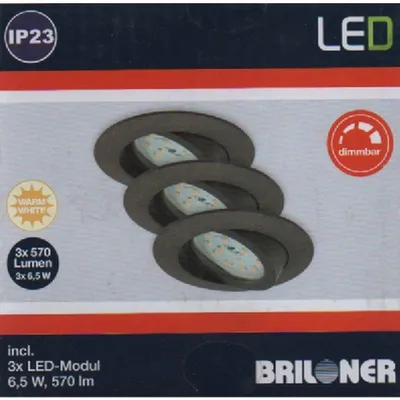 Produktbild von Briloner 7296-031 LED Einbauleuchten Set Eisengrau rund 3x6,5W IP23 schwenkbar