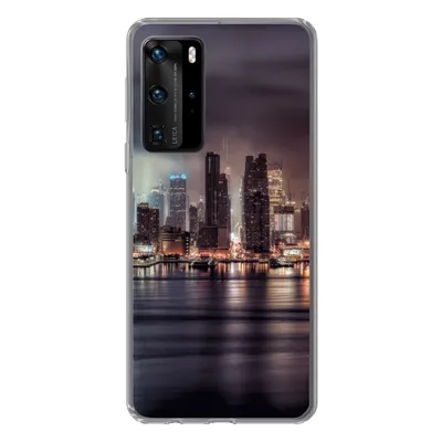Produktbild von MuchoWow® Handyhülle Schutzhülle Hülle für Huawei P40 Pro New York - Sturm - Skyline Silikon Softcase Handy Hülle - Schutz