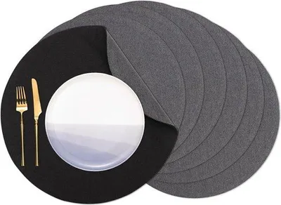 Produktbild von Famanu Set von 8 Wendbaren Waschbaren Runden Platzdeckchen - 38 cm