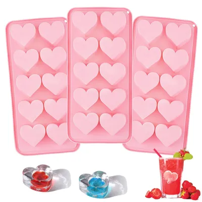 Herzförmige Eiswürfelform, Silikon, 3er-Set, 10 Mulden, 21,7 x 10,5 cm