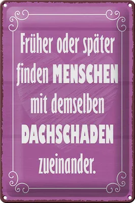 Produktbild von Blechschild Spruch 20x30cm Menschen demselben Dachschade