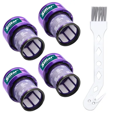 Produktbild von Sillar Ersatzset für Dyson Staubsauger 4x Waschbarer Filter für Dyson Staubsauger V11 SV14 V15 + Reiniger | Regenerationskit für Dyson Staubsauger