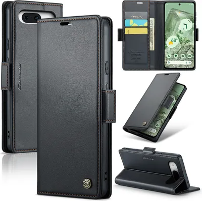 Produktbild von Google Pixel 8A Hülle, Leder Brieftasche Kartenfach Schutzhülle mit Standfunktion für Google Pixel 8A Schwarz