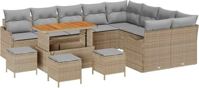Produktbild von "SALE 2026" Gartensofa-set mit Kissen 13er Set,multifunktional& Moderne - Beige Poly-Rattan - Gartenmöbelset DE3025208