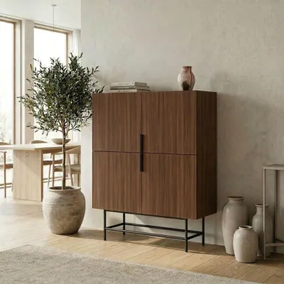 Obrázok produktu pre Skye Decor, kvalitná komoda, šírka 100 cm, prevedenie Milano (orechová farba a čierna), 100% melamín