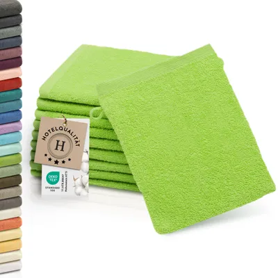 Produktbild von 10er Set Waschlappen aus Baumwolle, 16x21 cm, grün